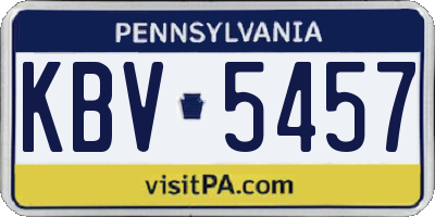 PA license plate KBV5457