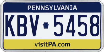 PA license plate KBV5458