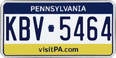 PA license plate KBV5464
