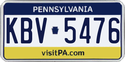 PA license plate KBV5476