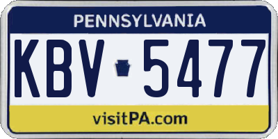 PA license plate KBV5477