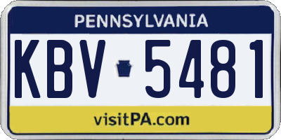 PA license plate KBV5481