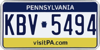 PA license plate KBV5494