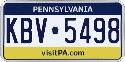 PA license plate KBV5498