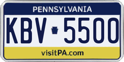 PA license plate KBV5500