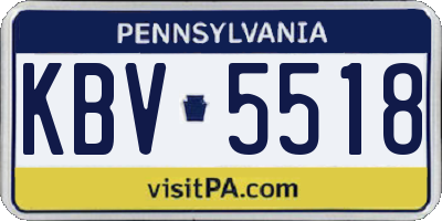 PA license plate KBV5518