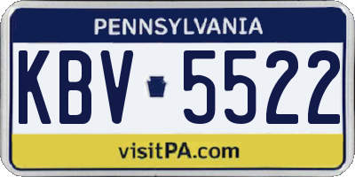 PA license plate KBV5522