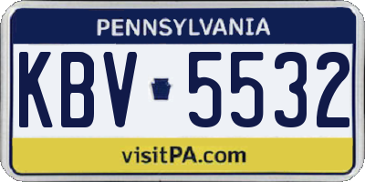 PA license plate KBV5532