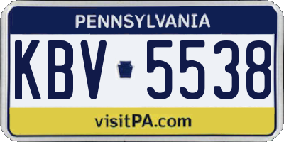 PA license plate KBV5538