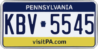 PA license plate KBV5545