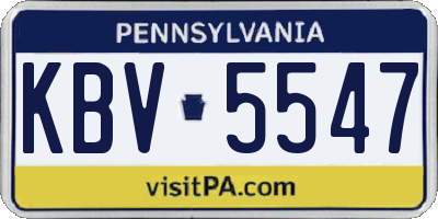 PA license plate KBV5547