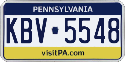 PA license plate KBV5548