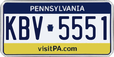 PA license plate KBV5551