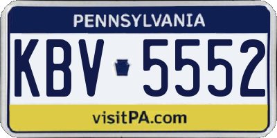 PA license plate KBV5552