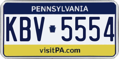 PA license plate KBV5554