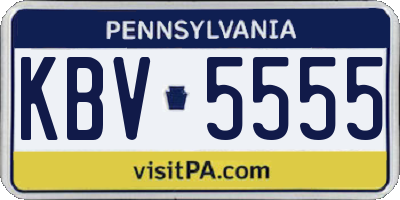 PA license plate KBV5555