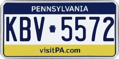 PA license plate KBV5572