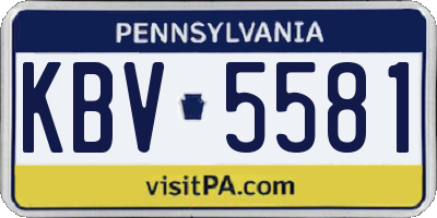 PA license plate KBV5581