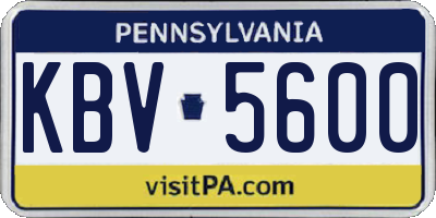 PA license plate KBV5600