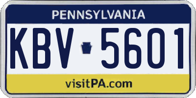 PA license plate KBV5601