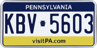 PA license plate KBV5603