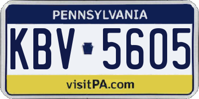 PA license plate KBV5605
