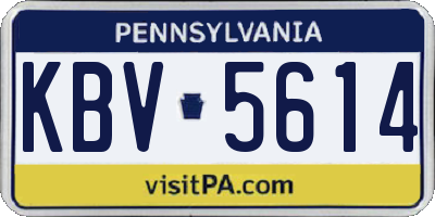 PA license plate KBV5614
