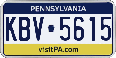 PA license plate KBV5615