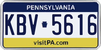 PA license plate KBV5616