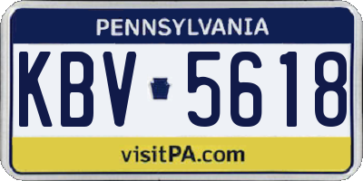 PA license plate KBV5618