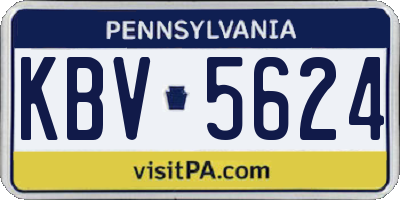 PA license plate KBV5624