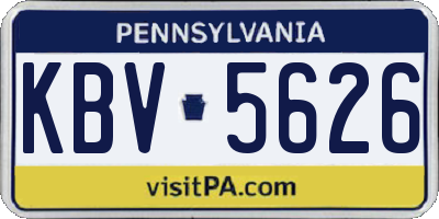 PA license plate KBV5626