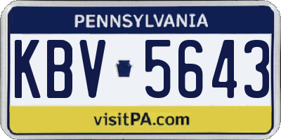 PA license plate KBV5643