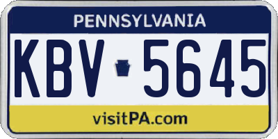PA license plate KBV5645