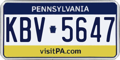 PA license plate KBV5647