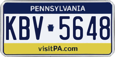 PA license plate KBV5648