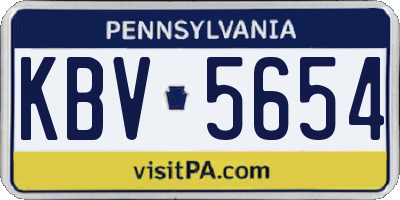 PA license plate KBV5654