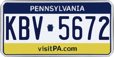 PA license plate KBV5672