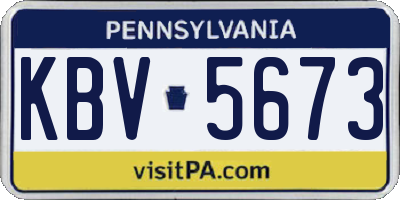 PA license plate KBV5673