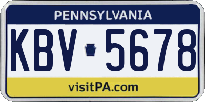 PA license plate KBV5678