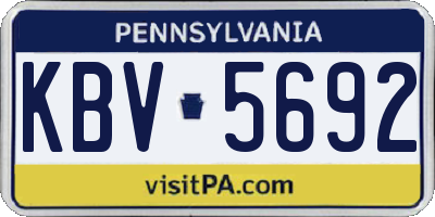 PA license plate KBV5692
