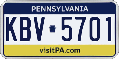 PA license plate KBV5701