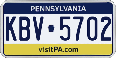 PA license plate KBV5702