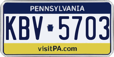 PA license plate KBV5703