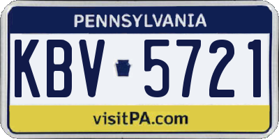 PA license plate KBV5721