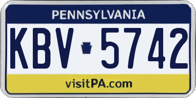 PA license plate KBV5742