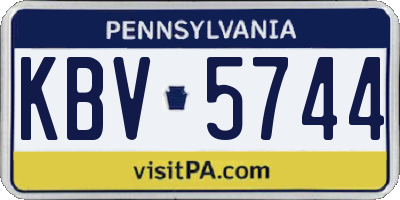 PA license plate KBV5744