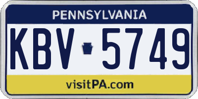 PA license plate KBV5749