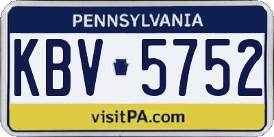 PA license plate KBV5752