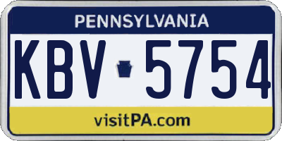 PA license plate KBV5754